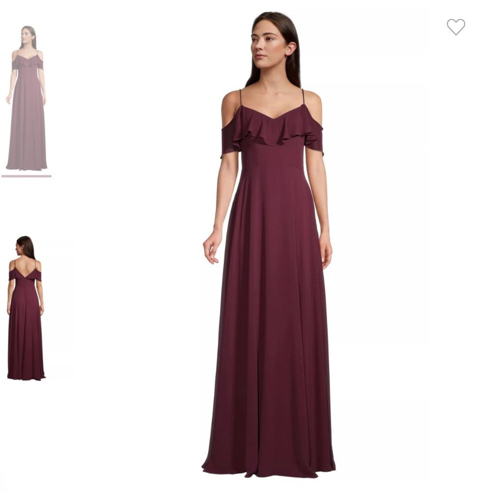 Bill Levkoff Wine Chiffon V-back A-line Dress